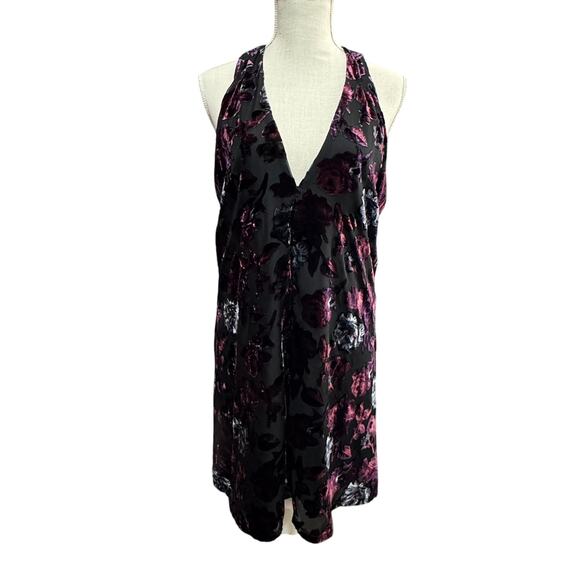 BB DAKOTA Velvet Burnout Floral Sleeveless Mini Dress Size L Whimsygoth Softglam - Picture 3 of 9